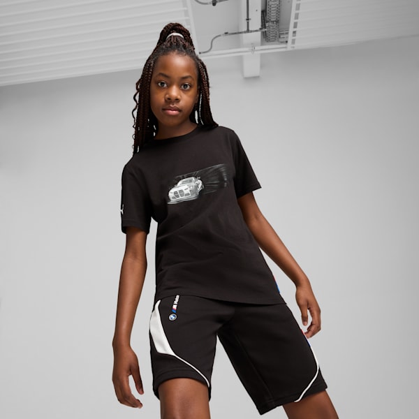 Camiseta con estampado de auto BMW M Motorsport para niños grandes, PUMA Black, extralarge