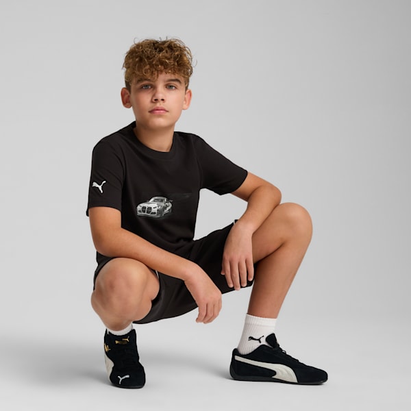 Camiseta con estampado de auto BMW M Motorsport para niños grandes, PUMA Black, extralarge