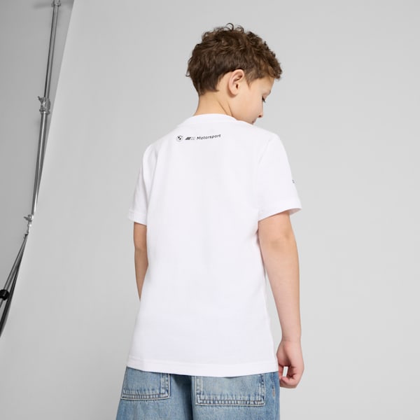 Camiseta con estampado de auto BMW M Motorsport para niños grandes, PUMA White, extralarge