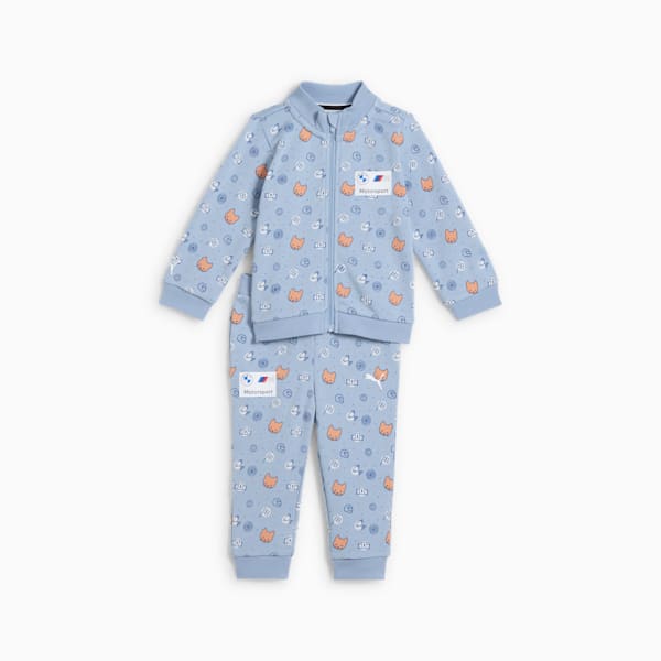 Conjunto de manga larga de 2 piezas con estampado integral BMW M Motorsport para niños pequeños, Blue Wash-AOP, extralarge