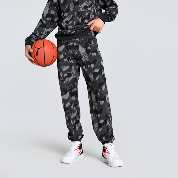 Dress Code Camo Men's Basketball Sweatpants, PUMA Black-AOP, extralarge-IND