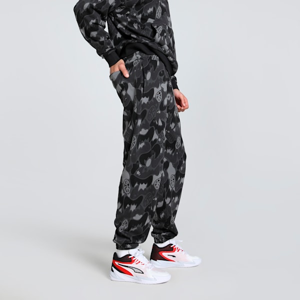 Dress Code Camo Men's Basketball Sweatpants, PUMA Black-AOP, extralarge-IND