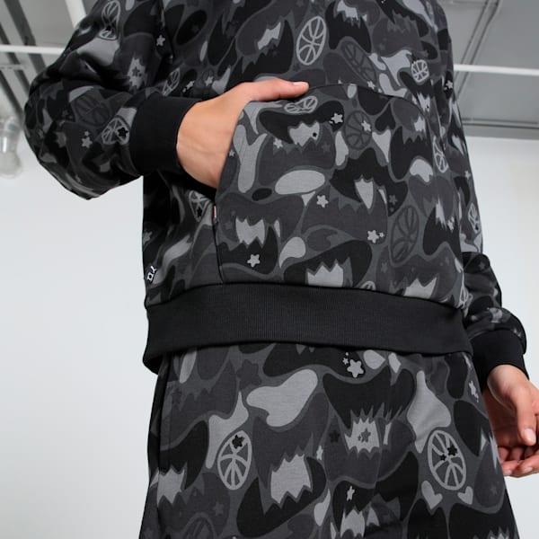 Dress Code Camo Men's Oversized Basketball Hoodie, PUMA Black-AOP, extralarge-IND