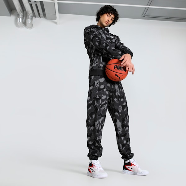 Dress Code Camo Men's Oversized Basketball Hoodie, PUMA Black-AOP, extralarge-IND