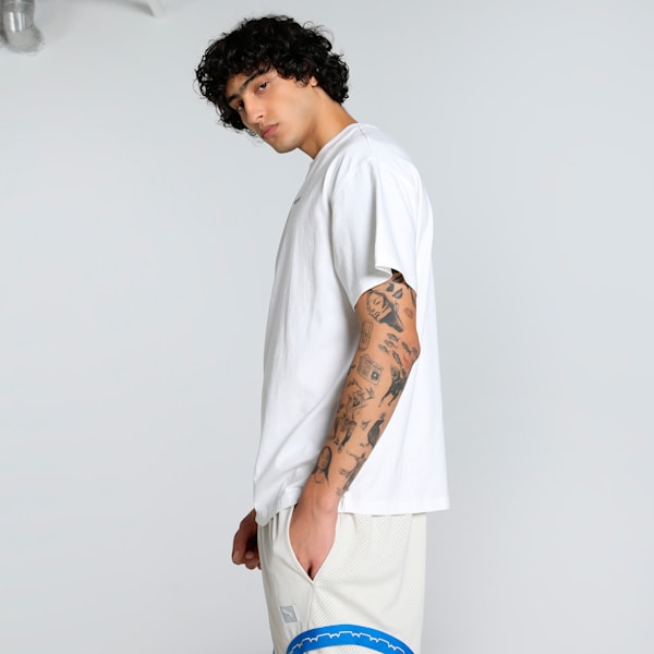 Spicy Dylan Men's Oversized Basketball Tee, PUMA White, extralarge-IND