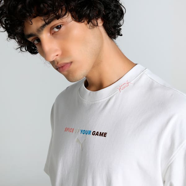 Spicy Dylan Men's Oversized Basketball Tee, PUMA White, extralarge-IND