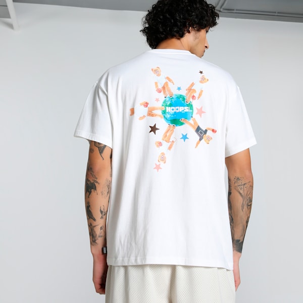 Spicy Dylan Men's Oversized Basketball Tee, PUMA White, extralarge-IND