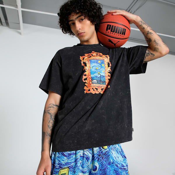 Dylan Exhibit Men's Oversized Basketball Tee, PUMA Black, extralarge-IND