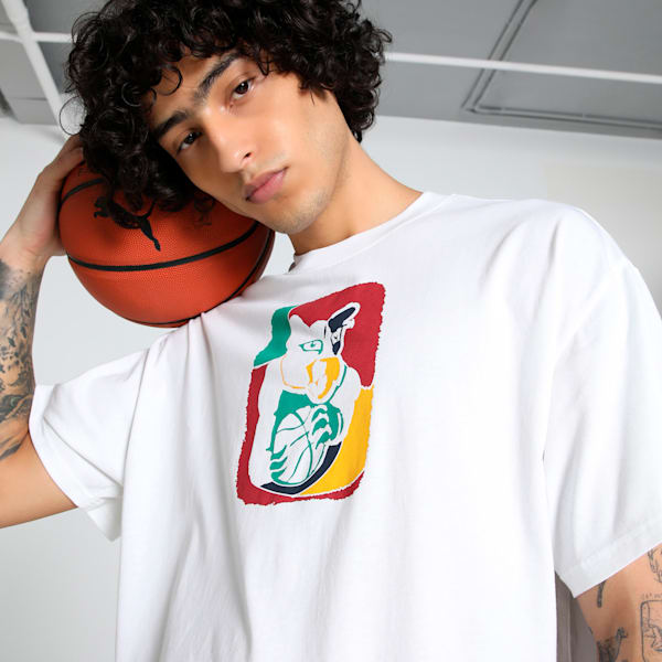 Dylan Exhibit Men's Oversized Basketball Tee, PUMA White, extralarge-IND