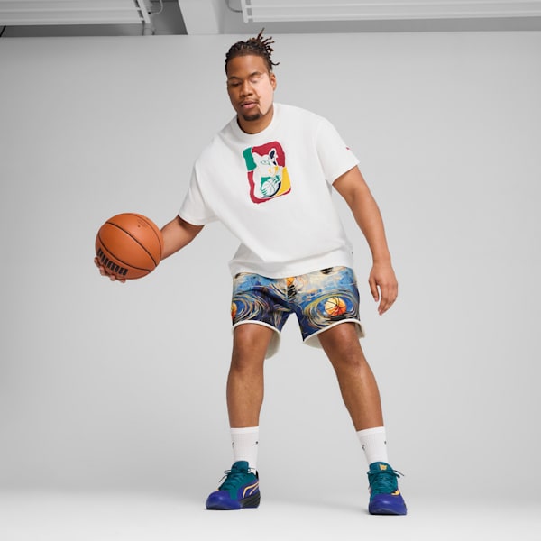 Dylan Exhibit Men's Basketball Tee, PUMA White, extralarge