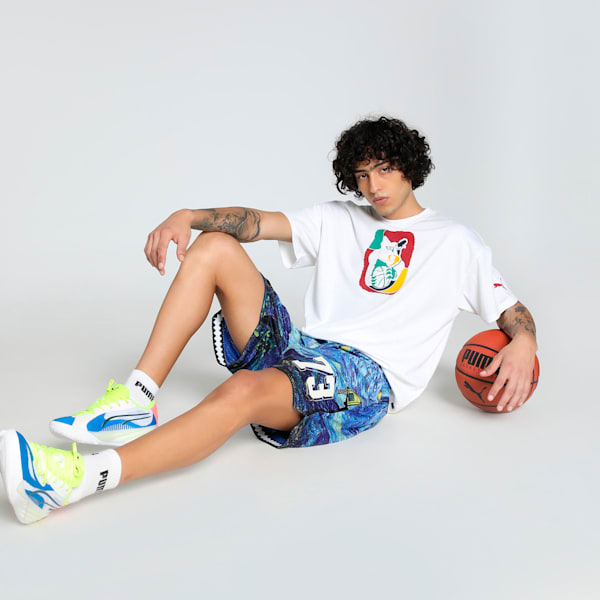 Dylan Exhibit Men's Oversized Basketball Tee, PUMA White, extralarge-IND