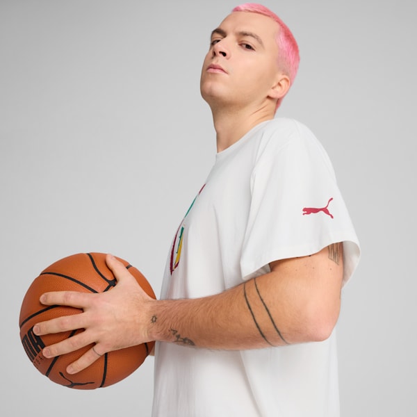Dylan Exhibit Men's Basketball Tee, PUMA White, extralarge