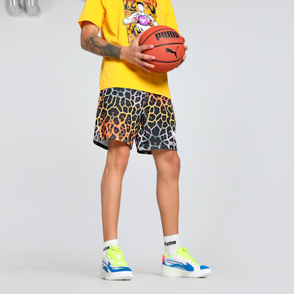 Melo Alien Skins Men's Oversized Basketball Shorts, PUMA Black-AOP, extralarge-IND
