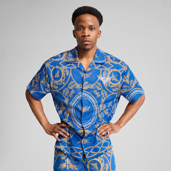 Playera basquet Melo dorada para hombre, PUMA Team Royal-AOP, extralarge