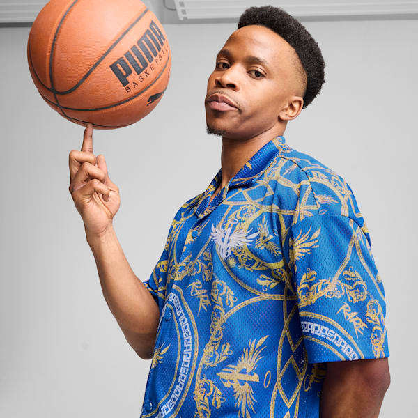Playera basquet Melo dorada para hombre, PUMA Team Royal-AOP, extralarge