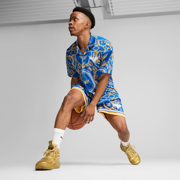 メンズ バスケットボール MELO ゴールデン 半袖 シャツ, PUMA Team Royal-AOP, extralarge-JPN