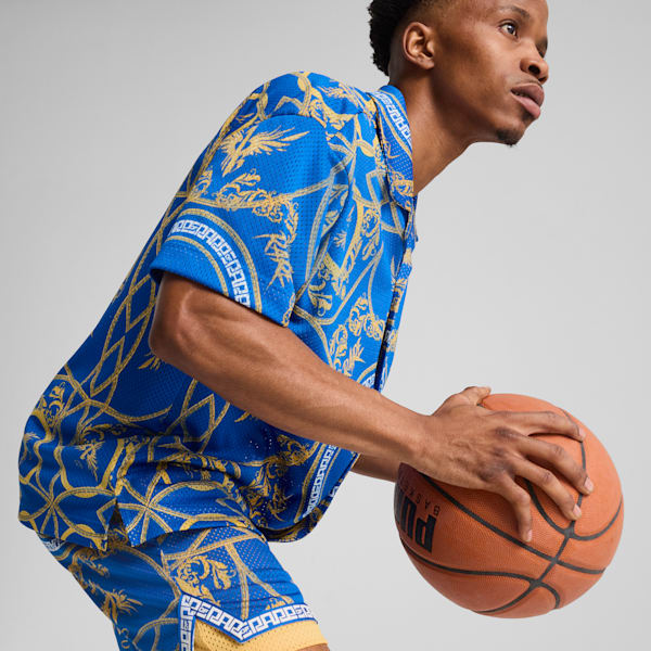 Playera basquet Melo dorada para hombre, PUMA Team Royal-AOP, extralarge