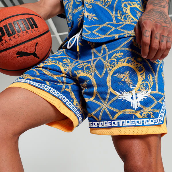 Melo Golden Men's Relaxed Fit Basketball Shorts, PUMA Team Royal-AOP, extralarge-IND