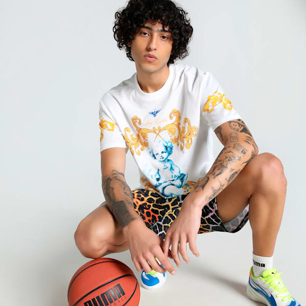 Melo Golden Men's Oversized Basketball Tee, PUMA White, extralarge-IND