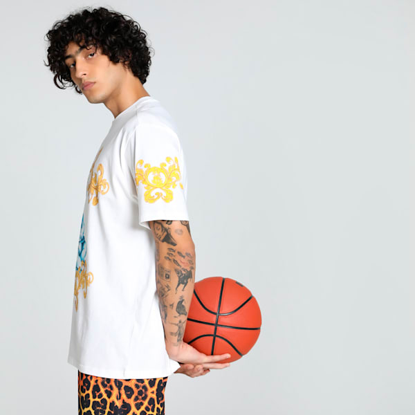 Melo Golden Men's Oversized Basketball Tee, PUMA White, extralarge-IND