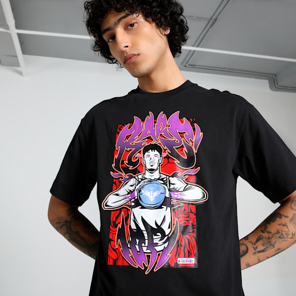 Melo Phoenix Men's Oversized Basketball Tee, PUMA Black, extralarge-IND