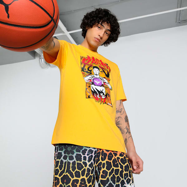 Melo Phoenix Men's Oversized Basketball Tee, Yellow Sizzle, extralarge-IND