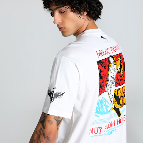 Melo Phoenix Men's Oversized Basketball Tee, PUMA White, extralarge-IND
