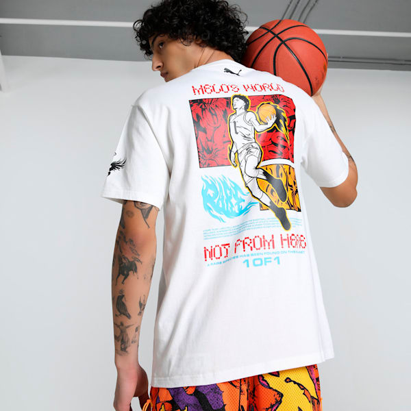 Melo Phoenix Men's Oversized Basketball Tee, PUMA White, extralarge-IND