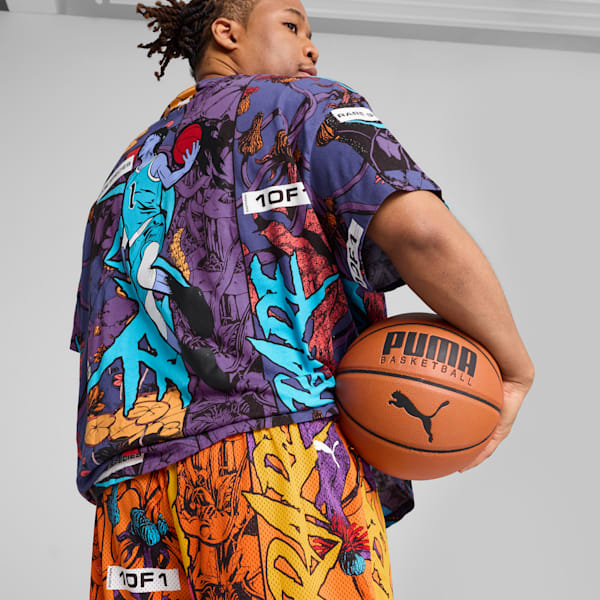 PUMA x LAMELO BALL Phoenix Men's Shorts, Orange Glow-AOP, extralarge