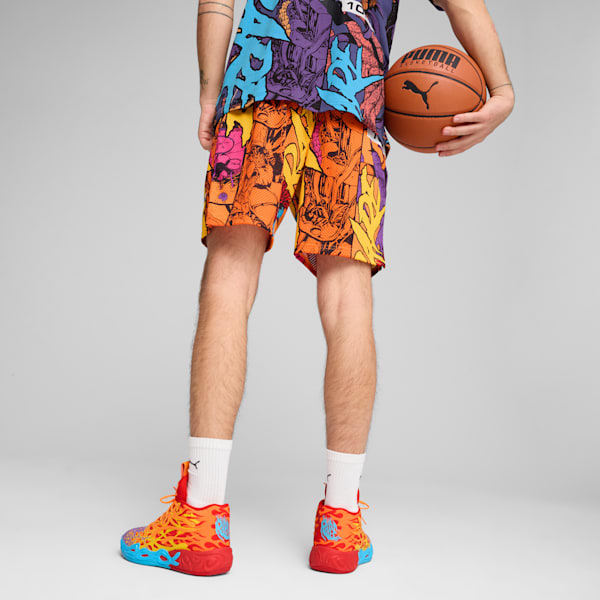 PUMA x LAMELO BALL Phoenix Men's Shorts, Orange Glow-AOP, extralarge