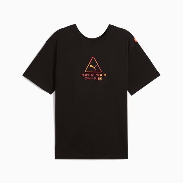 Scoot Caution Men's Boxy Basketball Tee, PUMA Black, extralarge