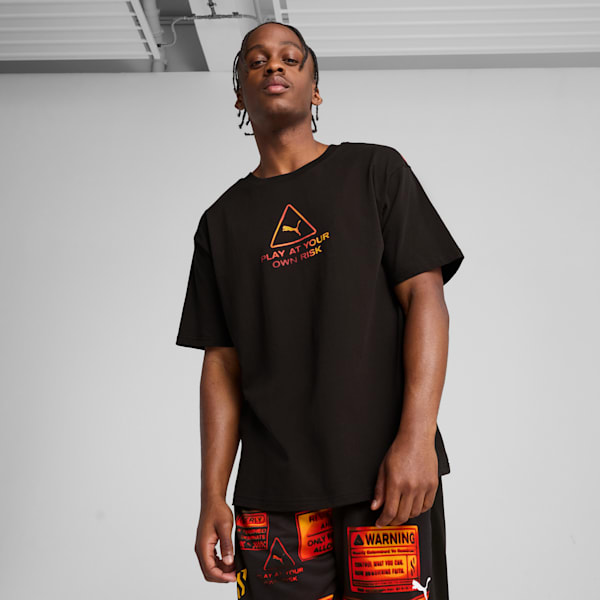 Playera de basquetbol boxy para hombre Scoot Caution, PUMA Black, extralarge