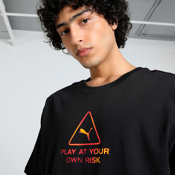 Scoot Caution Men's Boxy Basketball Tee, PUMA Black, extralarge-IND