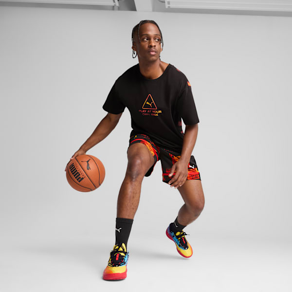 Scoot Caution Men's Boxy Basketball Tee, PUMA Black, extralarge