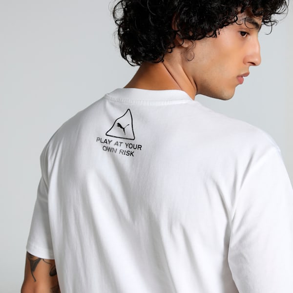 Scoot Caution Graphic Men's Basketball Tee, PUMA White, extralarge-IND