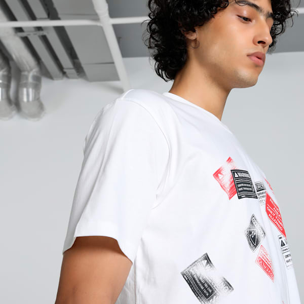 Scoot Caution Graphic Men's Basketball Tee, PUMA White, extralarge-IND