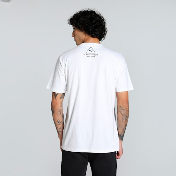 Scoot Caution Graphic Men's Basketball Tee, PUMA White, extralarge-IND