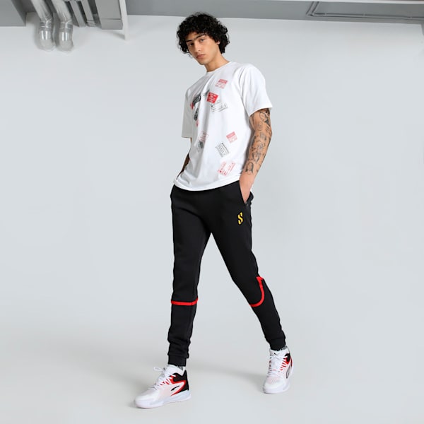 Scoot Caution Graphic Men's Basketball Tee, PUMA White, extralarge-IND