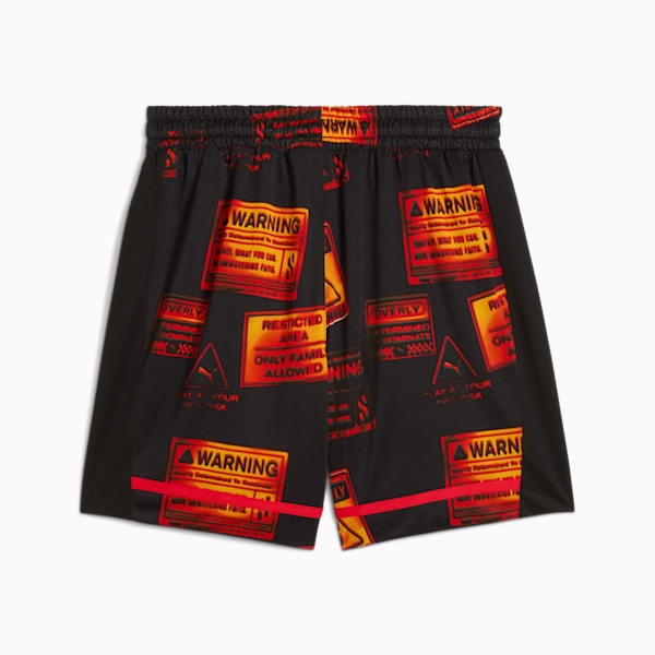 Shorts de básquet Scoot Caution All Jaws para hombre, PUMA Black-AOP, extralarge