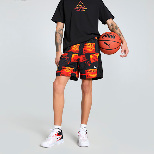 Scoot Caution All Jaws Men's Basketball Shorts, PUMA Black-AOP, extralarge-IND