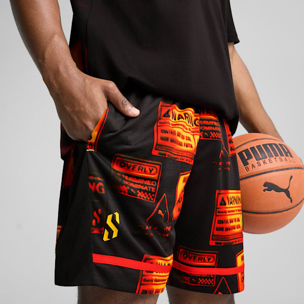 Shorts de básquet Scoot Caution All Jaws para hombre, PUMA Black-AOP, extralarge