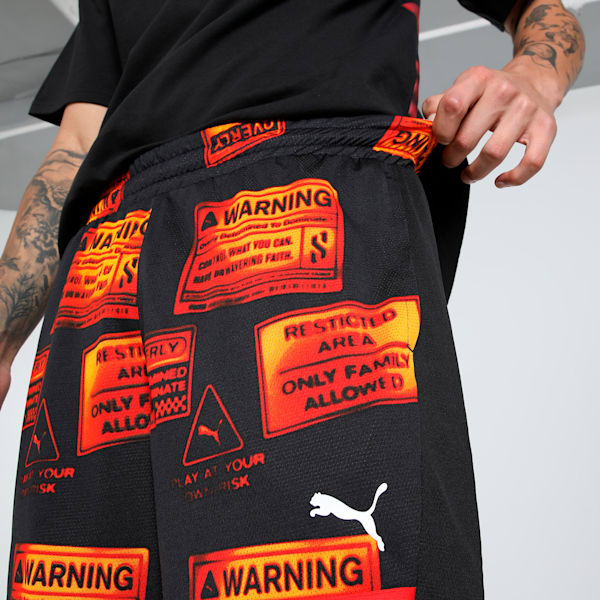 Scoot Caution All Jaws Men's Basketball Shorts, PUMA Black-AOP, extralarge-IND