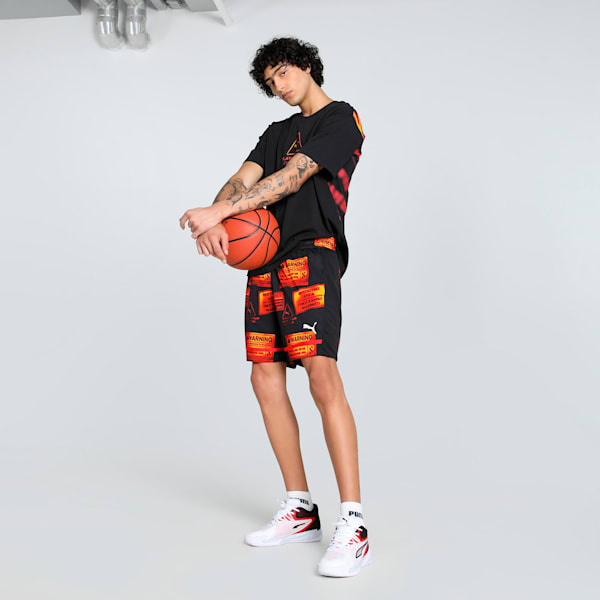 Scoot Caution All Jaws Men's Basketball Shorts, PUMA Black-AOP, extralarge-IND