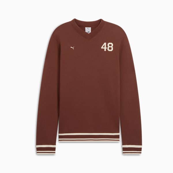 PUMA x THE BROOKLYN CIRCUS Men's V-Neck Crew Sweatshirt, Chocotart, extralarge