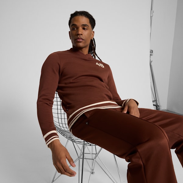 PUMA x THE BROOKLYN CIRCUS Men's V-Neck Crew Sweatshirt, Chocotart, extralarge