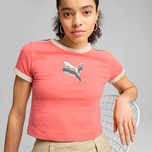 EQUAL LOVE CONFEDERATION Graphic Baby Tee Women, Peach Frost, extralarge
