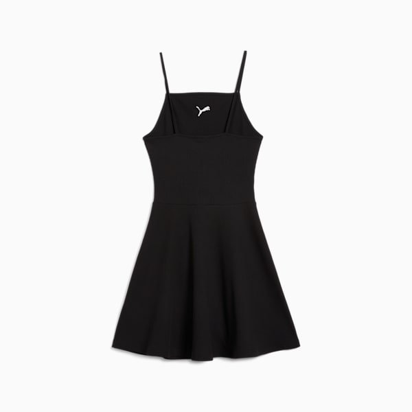 WARDROBE ESSENTIALS Women's Ribbed Flared Short Dress, PUMA Black, extralarge