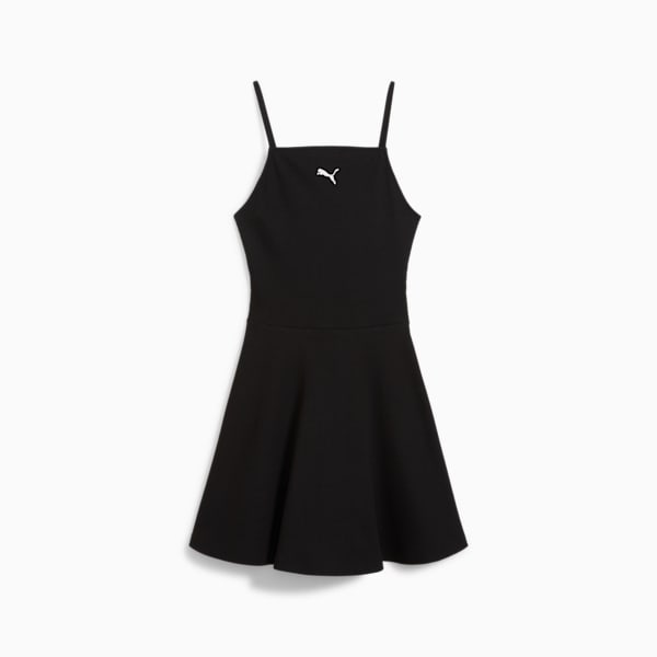 Vestido corto acampanado y acanalado para mujer WARDROBE ESSENTIALS, PUMA Black, extralarge