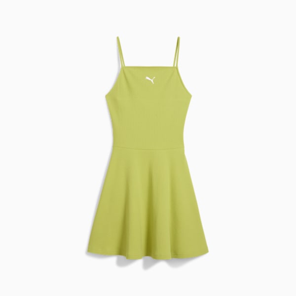 Vestido corto acampanado y acanalado para mujer WARDROBE ESSENTIALS, Sea Kelp, extralarge