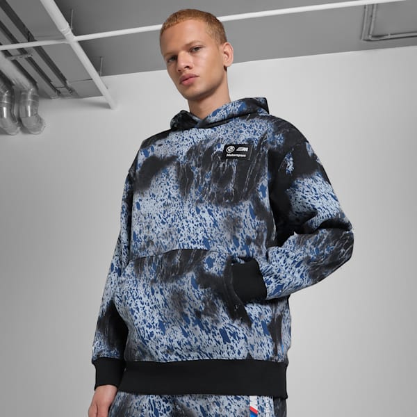 BMW M Motorsport Colour Splash All-over Print Men's Relaxed Fit Hoodie, PUMA Black, extralarge-IND